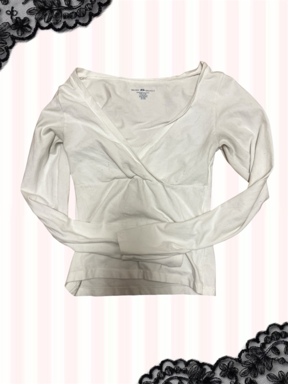 Brandy Melville White Long Sleeve Amara Top